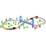 Set trenulet cu 57 piese din lemn cu Pod mare si circuit suspendat MAXIM